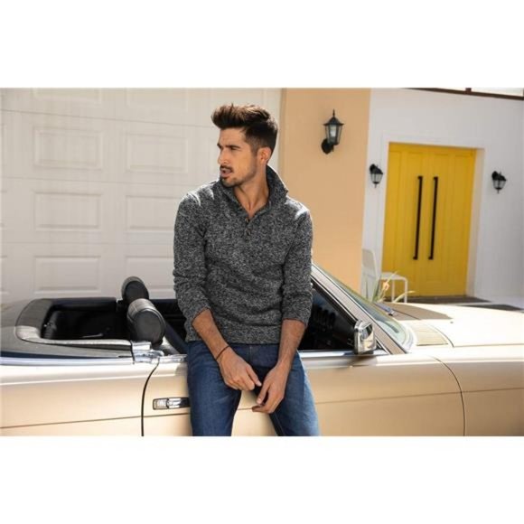 Men's Casual Slim Fit Pullover Sweater Knitted Thermal Sweatshirt - Picture 4 of 7